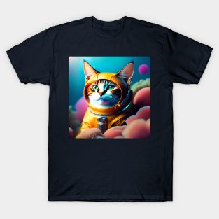 AstroNaut Cat in Orange T-Shirt